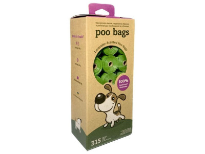 Dog Waste Poo Bags одноразові пакетики для собак, з ароматом лаванди, 315 шт (21 рулон по 15 пакетів) (20220200)
