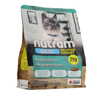 Нутрам I19 Nutram Ideal SS Skin Coat Stomach сухий корм для котів із проблемами шкіри, шерсті, шлунка, 340 гр (I19_(340g)