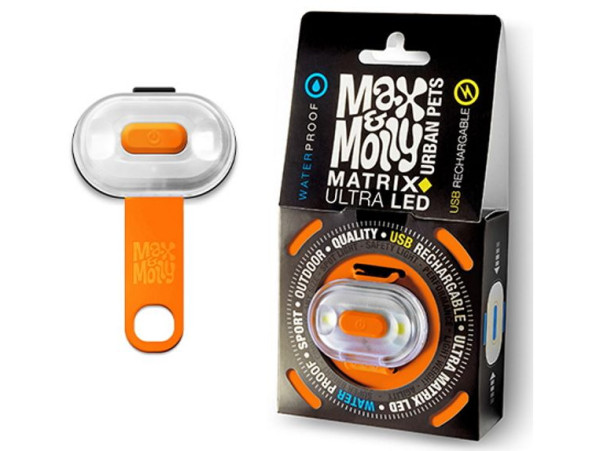 Ліхтарик світлодіодний Помаранчевий Матрикс Max &amp; Molly Matrix Ultra LED Safety Light Orange для прогулянки з собакою в темряві (800013)
