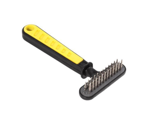 Гребінець-граблі ТМ &quot;FOX&quot; жовто-сині, маленькі дворядні, 16х7,5 см