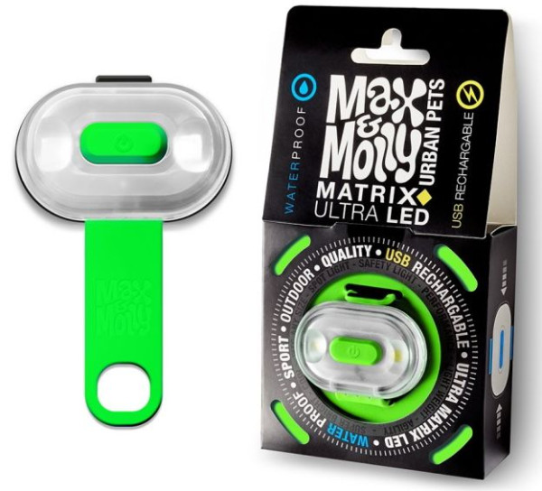 Ліхтарик світлодіодний Зелений Лайм Max &amp; Molly Matrix Ultra LED Safety light - Lime Green для прогулянки з собакою в темряві (800014)