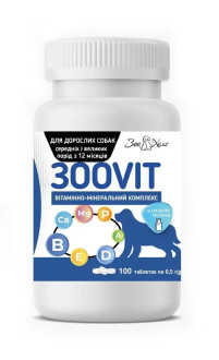 Зоовіт вітаміни для дорослих собак середніх та великих порід зі смаком молока, 100 таблеток