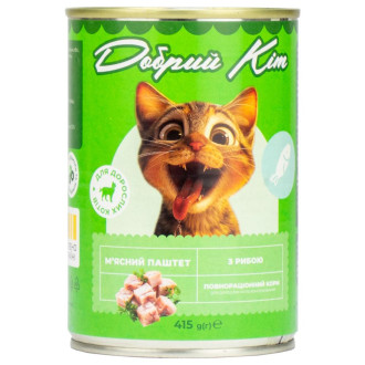 Корм Добрий Кіт, для дорослих котів паштет з рибою, 415 гр. ж/б