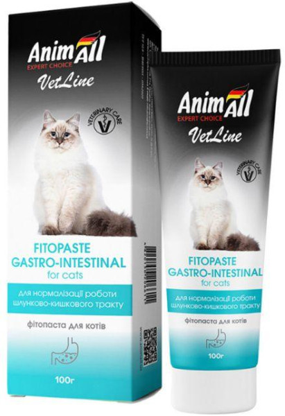 Фітопаста Анімал AnimAll VetLine Gastrointestinal вітаміни для нормалізації роботи желудка у кішок, 100 гр