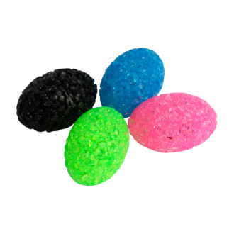 Іграшка для котів ТМ "FOX" яйця гліцеринові 3*4,5см мікс в пакеті 25шт (блакитн., рожев., зелен., чорн.)