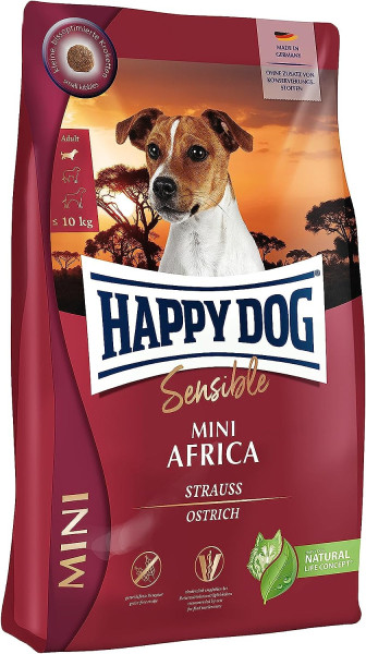Happy Dog Mini Africa беззлаковий сухий корм із м'ясом страуса та картоплею для собак малих порід, 4 кг (61231)