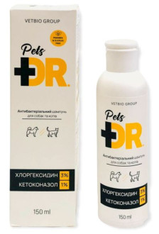 Доктор Петс Vetbio Dr.Pets антибактеріальний шампунь з хлоргексидином кетоканазолом для собак і кішок, 150 мл