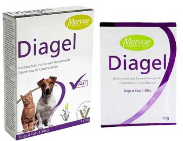 Діагель Mervue Diagel для відновлення природних випорожнень у собак і котів вагою до 20 кг, 4 х 10 гр, 4 пакетики (0210202306)
