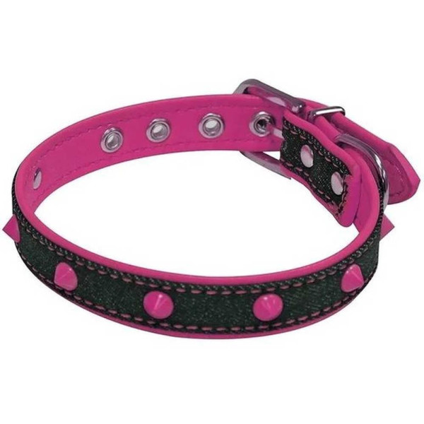 Нашийник CROCI FLUO JEANS, рожевий, кожзам / джинс, 2x40 см