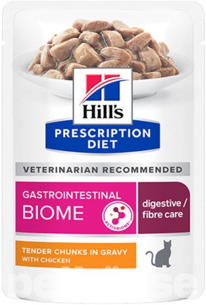 Hill's PD Feline Gastrointestinal Biome Chicken вологий корм з куркою при порушеннях травлення у кішок, 12 паучів по 85 гр