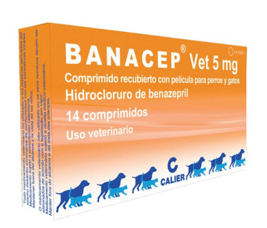 Банацеп Вет 5 мг Calier Banacep Vet 5 mg при серцевій недостатності у собак вагою менше 20 кг, при хворобі нирок у кішок, 14 таблеток