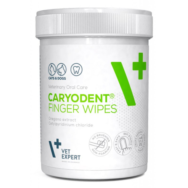 КеріоДент VetExpert Caryodent Finger Wipes серветки для чищення зубів і ясен у котів і собак, 50 серветок