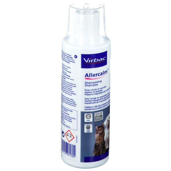 Аллеркалм Virbac Allercalm дерматологічний шампунь для собак і кішок з чутливою сухою шкірою, 250 мл