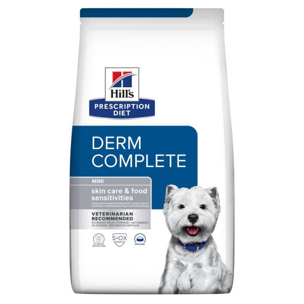 Хілс Hill's PD Canine Derm Complete Mini лікувальний корм для дрібних собак у разі харчової алергії та атопічного дерматиту, 1 кг (606429)