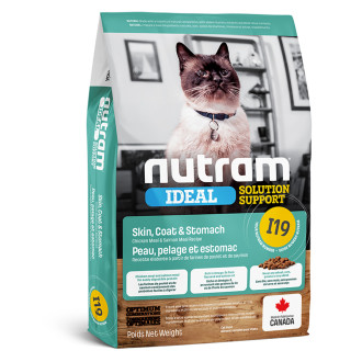 Нутрам I19 Nutram Ideal SS Skin Coat Stomach сухий корм для котів із проблемами шкіри, шерсті, шлунка, 20 кг (I19_(20kg)