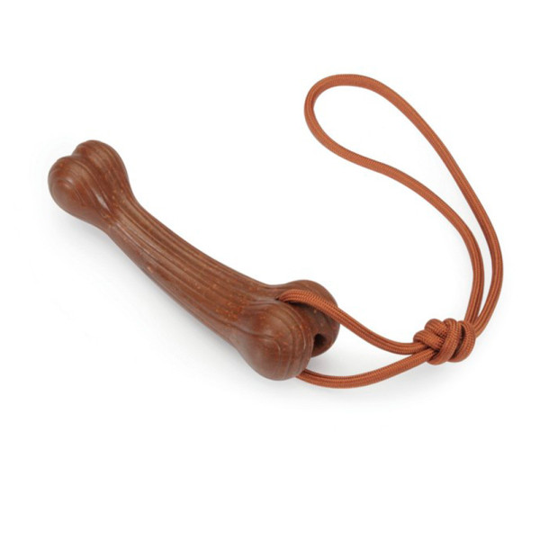 Іграшка для собак CAMON кісточка з бамбуку на мотузці, 16,5 см