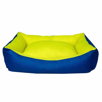 Диван Milord Dondurma прямокутний з бортиками для великих собак, розмір XL 95*70*22 см, колір синій/лимон (VR04//2285)