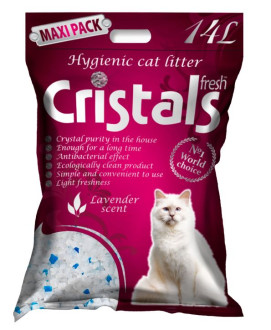 Кристал Фреш Cristals Fresh Lavander силікагелевий гігієнічний наповнювач з ароматом лаванди для котячого туалету, 14 л (CF662325)