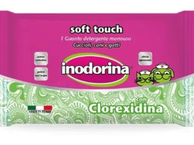Inodorina Soft Touch Monouso Clorex рукавичка з хлоргексидином для очищення шерсті у собак і котів, 1 рукавичка (2400010004)