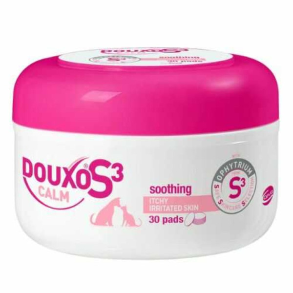 Ceva Douxo S3 Calm Pads антибактеріальні спонжі для догляду за шкірою, що свербить і роздратованою собак і кішок, 30 спонжів