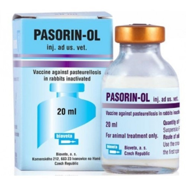 Пазорин-Оль Pasorin-Ol вакцина для імунопрофілактики пастерельозу кроликів, 20 мл, 20 доз
