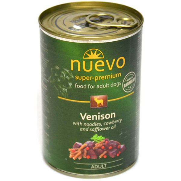 Нуево 400 гр Nuevo Adult Dog Venison консервований корм з олениною, брусницею і сафлоровою олією для собак, упаковка 6 банок (95001)