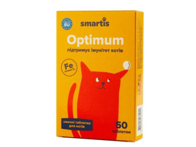Вітаміни Smartis Optimum із залізом для підтримки імунітету в котів, 50 таблеток (981011)