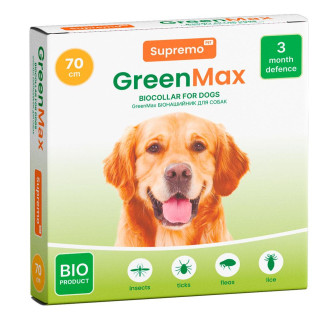 Нашийник SUPREMO GreenMax для собак 70 см зелений, захист від паразитів на натуральній основі