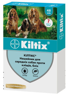 Нашийник Кілтікс 48 см Kiltix від бліх і кліщів для середніх порід собак