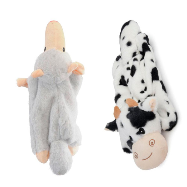 Іграшка для собак CAMON корівка та лінивець плюшеві з пищалкою та шарудінням, 32 см