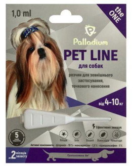 Пет Лайн Pet Line the one Palladium краплі від бліх, кліщів і глистів для собак вагою від 4 до 10 кг, 1 піпетка