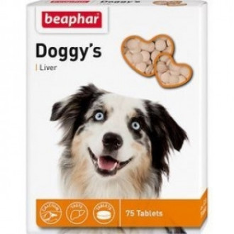 Доггіс + Лівер Beaphar Doggy′s + Liver вітамінізоване ласощі зі смаком печінки для собак, 75 таблеток