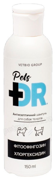 Доктор Петс Vetbio Dr.Pets антисептичний шампунь з фітосфінгозином, хлоргексидином для котів та собак, 150 мл (8004)