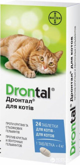 Дронтал Drontal таблетки від глистів для кішок, 24 таблетки