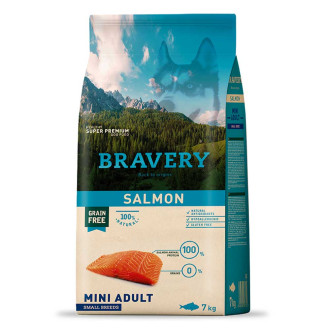 Бравері Bravery Salmon Mini Dog беззерновий сухий корм із лососем для собак дрібних порід вагою до 10 кг, 7 кг (6725)