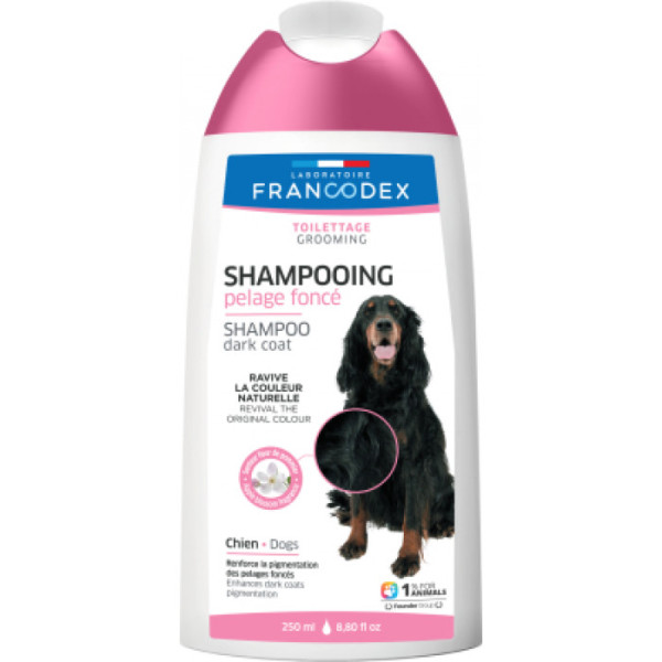 Шампунь Francodex Dark Coat Dog Shampoo із запахом яблучної квітки для собак із чорною шерстю, 250 мл