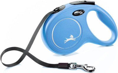 Повідець рулетка Flexi New Classic L, для собак вагою до 50 кг, стрічка 5 метрів, колір синій