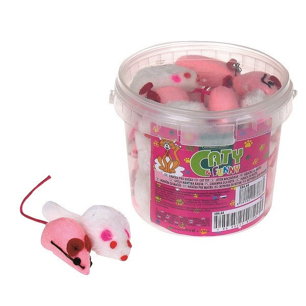Іграшка для котів TETRAPET Caty funny, мишка з пищалкою, 4 см 30 шт/уп - відро