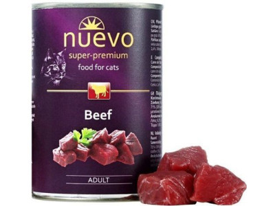 Нуево 400 гр Nuevo Cat Adult Beef вологий консервований корм з яловичиною для котів, упаковка 6 банок (95111)