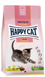Happy Cat Kitten Land Gefluger Farm Poultry сухий корм із фермерською птицею для кошенят від 1 до 6 місяців, 1,3 кг (70535)