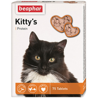 Кіттіс Протеїн Beaphar Kitty`s Protein вітамінізовані ласощі (сердечка) для котів, 75 таблеток