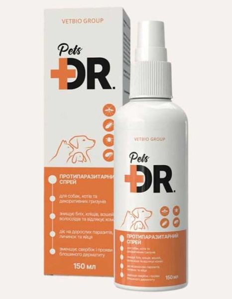 Доктор Петс Dr.Pets протипаразитарний спрей для собак, кішок та декоративних гризунів, 150 мл
