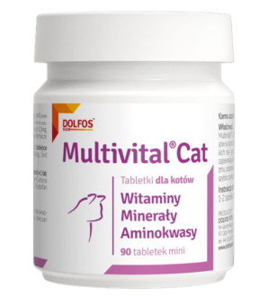 Мультивітал Кет Multivital Cat Dolfos вітамінно-мінеральна добавка з амінокислотами для котів, 90 таблеток