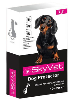 Скайвет SkyVet Dog Protector краплі від бліх та кліщів для собак вагою 10 - 20 кг, 3 піпетки