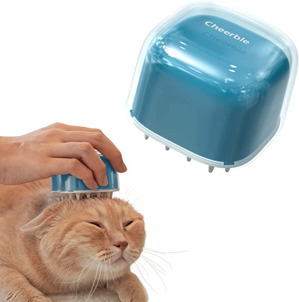 Cheerble Pet Brush Candy Blue блакитна силіконова масажна щітка-гребінець для котів (С0121)