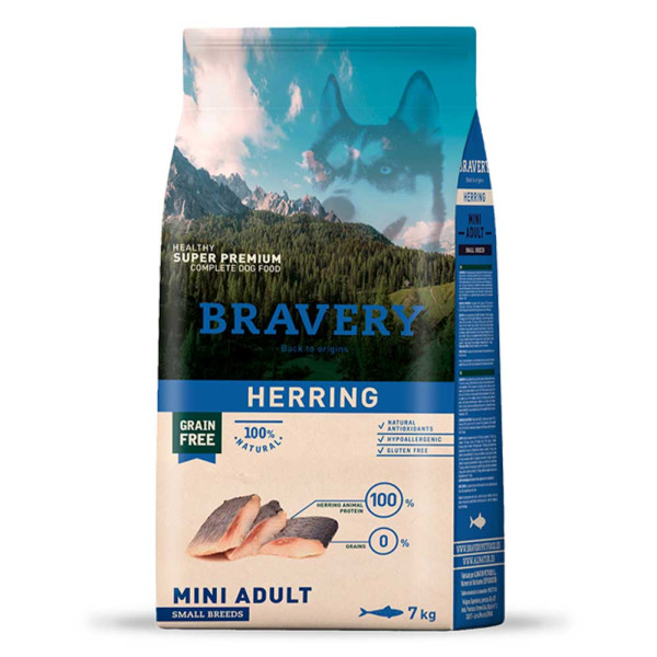 Бравері Bravery Herring Adult Dog Mini сухий корм з оселедцем для дорослих собак дрібних порід, 7 кг (0630)