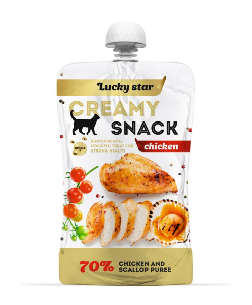 Лагідне пюре для котів з м`яса курки та тихоокіанських морських гребенців 85 г, 96 шт/ящ