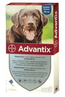 Адвантікс 25-40 кг Advantix краплі від бліх і кліщів для собак, 1 піпетка