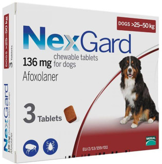 Нексгард для собак 25-50 кг Nexgard таблетки від бліх і кліщів, 1 таблетка