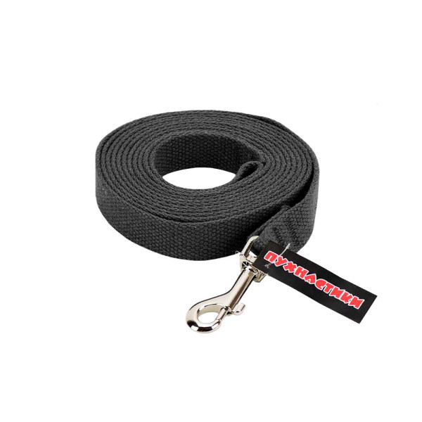 Повідець брезентовий "Пухнастики" чорний 20 мм/3 м